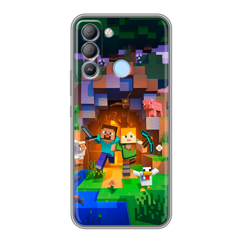 Силиконовый чехол на Tecno Pop 5 LTE с принтом Майнкрафт Minecraft Силиконовый чехол на Tecno Pop 5 LTE с принтом Майнкрафт Minecraft