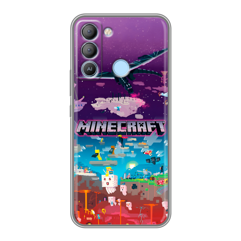 Силиконовый чехол на Tecno Pop 5 LTE с принтом Майнкрафт Minecraft Силиконовый чехол на Tecno Pop 5 LTE с принтом Майнкрафт Minecraft