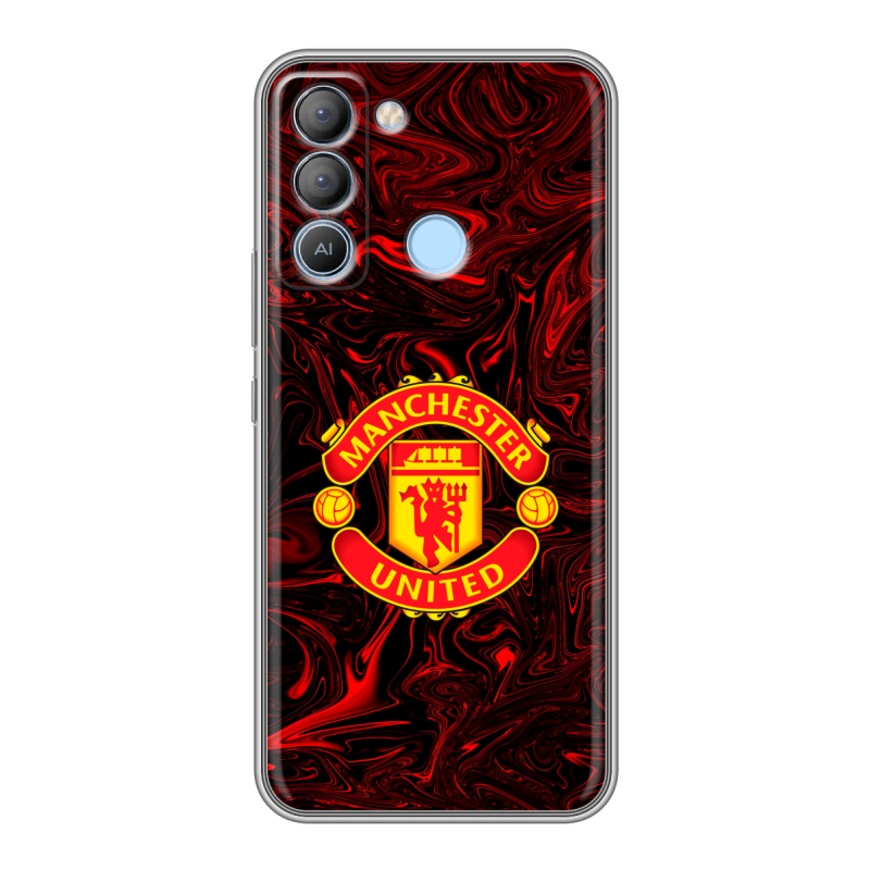 Силиконовый противоударный чехол на Tecno Pop 5 LTE с принтом Manchester United Силиконовый противоударный чехол на Tecno Pop 5 LTE с принтом Manchester United