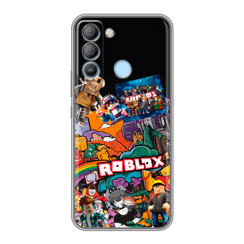 Силиконовый противоударный чехол на Tecno Pop 5 LTE с принтом Roblox Роблокс Силиконовый противоударный чехол на Tecno Pop 5 LTE с принтом Roblox Роблокс