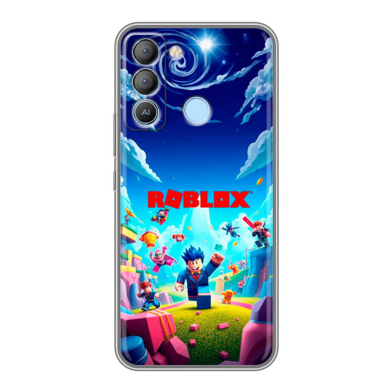 Силиконовый противоударный чехол на Tecno Pop 5 LTE с принтом Roblox Роблокс Силиконовый противоударный чехол на Tecno Pop 5 LTE с принтом Roblox Роблокс