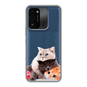 Силиконовый противоударный чехол на Tecno Spark Go 2022 с принтом Кошки