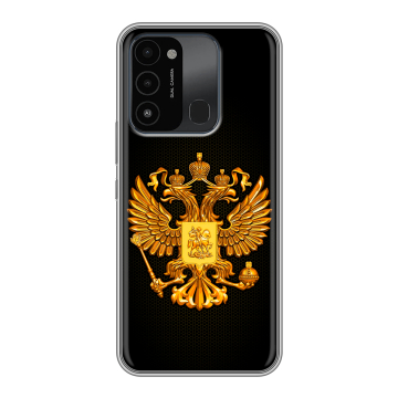 Силиконовый противоударный чехол на Tecno Spark Go 2022 с принтом Герб России желтый