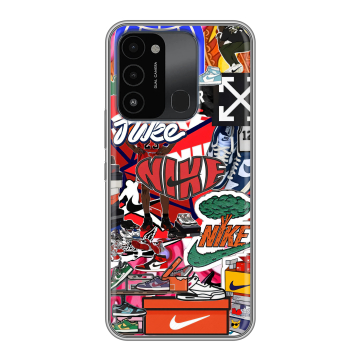 Силиконовый противоударный чехол на Tecno Spark Go 2022 с принтом Найк Nike яркий Силиконовый противоударный чехол на Tecno Spark Go 2022 с принтом Найк Nike яркий