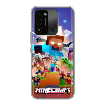 Силиконовый противоударный чехол на Tecno Spark Go 2022 с принтом Майнкрафт Minecraft