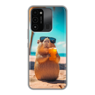 Силиконовый противоударный чехол на Tecno Spark Go 2022 с принтом Капибара