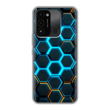 Силиконовый противоударный чехол на Tecno Spark Go 2022 с принтом Неоновые соты