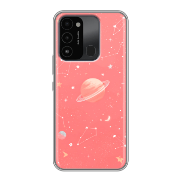 Силиконовый противоударный чехол на Tecno Spark Go 2022 с принтом Розовый космос