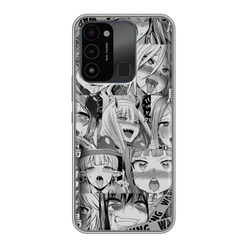 Силиконовый противоударный чехол на Tecno Spark Go 2022 с принтом Ahegao Ахегао Аниме