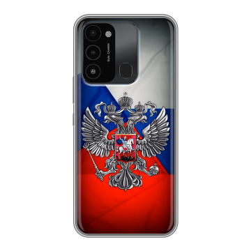 Силиконовый противоударный чехол на Tecno Spark Go 2022 с принтом Флаг России