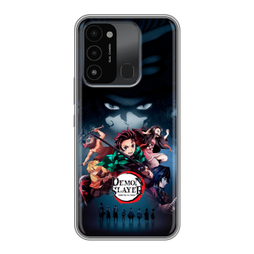 Силиконовый противоударный чехол на Tecno Spark Go 2022 с принтом Demon Slayer Клинок рассекающий демонов