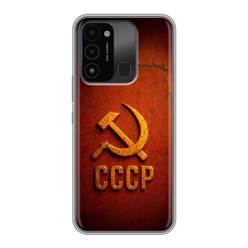 Силиконовый противоударный чехол на Tecno Spark Go 2022 с принтом Флаг Герб СССР