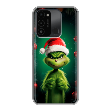 Силиконовый противоударный чехол на Tecno Spark Go 2022 с принтом Гринч Новый год Рождество