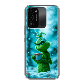 Силиконовый противоударный чехол на Tecno Spark Go 2022 с принтом Новый год гринч