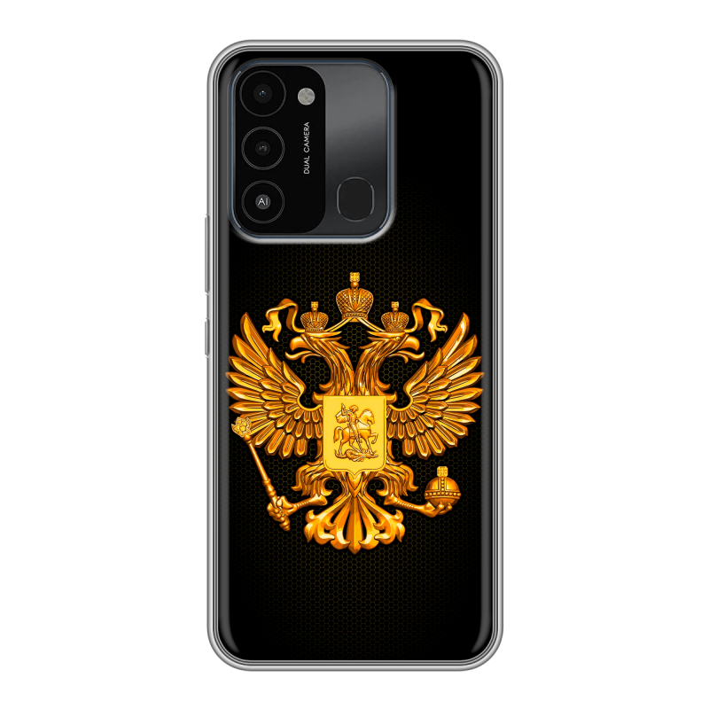 Силиконовый противоударный чехол на Tecno Spark Go 2022 с принтом Герб России желтый Силиконовый противоударный чехол на Tecno Spark Go 2022 с принтом Герб России желтый