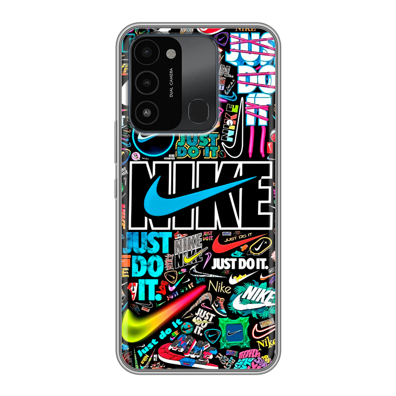 Силиконовый противоударный чехол на Tecno Spark Go 2022 с принтом найк nike черный Силиконовый противоударный чехол на Tecno Spark Go 2022 с принтом найк nike черный