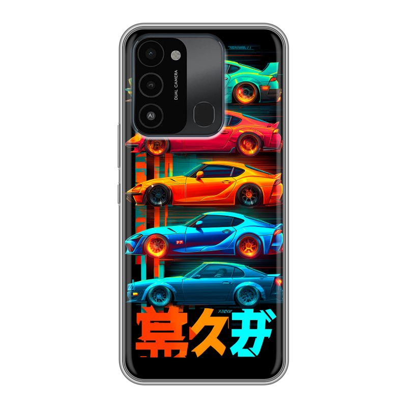 Силиконовый противоударный чехол на Tecno Spark Go 2022 с принтом машины тачки Силиконовый противоударный чехол на Tecno Spark Go 2022 с принтом машины тачки