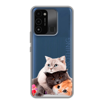 Силиконовый противоударный чехол на Tecno Spark 8C с принтом Кошки Силиконовый противоударный чехол на Tecno Spark 8C с принтом Кошки