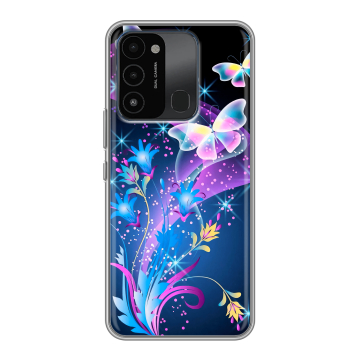 Силиконовый противоударный чехол на Tecno Spark 8C с принтом Бабочки Силиконовый противоударный чехол на Tecno Spark 8C с принтом Бабочки