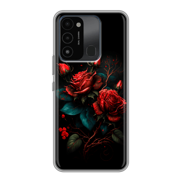 Силиконовый противоударный чехол на Tecno Spark 8C с принтом Розы красные Силиконовый противоударный чехол на Tecno Spark 8C с принтом Розы красные
