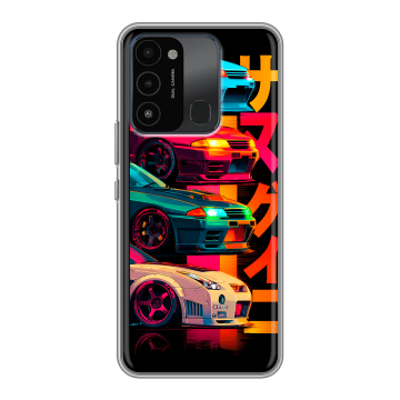 Силиконовый противоударный чехол на Tecno Spark 8C с принтом Гоночные машины Силиконовый противоударный чехол на Tecno Spark 8C с принтом Гоночные машины