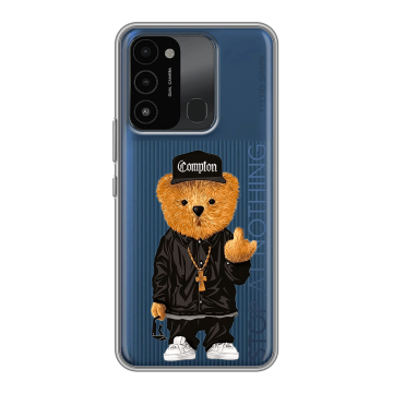 Силиконовый противоударный чехол на Tecno Spark 8C с принтом Мишка Силиконовый противоударный чехол на Tecno Spark 8C с принтом Мишка