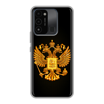 Силиконовый противоударный чехол на Tecno Spark 8C с принтом Герб России желтый Силиконовый противоударный чехол на Tecno Spark 8C с принтом Герб России желтый
