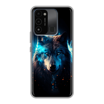 Силиконовый противоударный чехол на Tecno Spark 8C с принтом Волк ночной Силиконовый противоударный чехол на Tecno Spark 8C с принтом Волк ночной