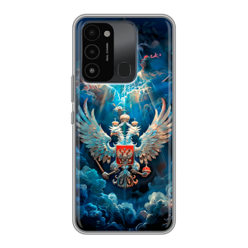 Силиконовый противоударный чехол на Tecno Spark 8C с принтом Герб флаг России Силиконовый противоударный чехол на Tecno Spark 8C с принтом Герб флаг России