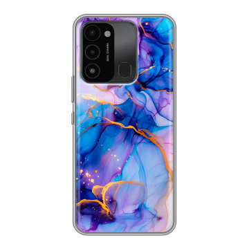 Силиконовый противоударный чехол на Tecno Spark 8C с принтом синий мрамор Силиконовый противоударный чехол на Tecno Spark 8C с принтом синий мрамор