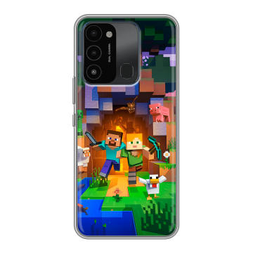 Силиконовый противоударный чехол на Tecno Spark 8C с принтом Майнкрафт Minecraft