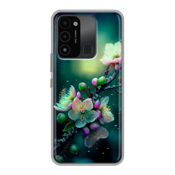 Силиконовый противоударный чехол на Tecno Spark 8C с принтом Цветы и мрамор Силиконовый противоударный чехол на Tecno Spark 8C с принтом Цветы и мрамор