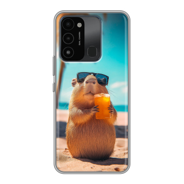 Силиконовый противоударный чехол на Tecno Spark 8C с принтом Капибара Силиконовый противоударный чехол на Tecno Spark 8C с принтом Капибара