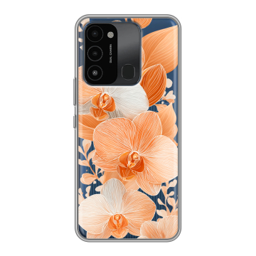 Силиконовый противоударный чехол на Tecno Spark 8C с принтом Бежевые цветы Силиконовый противоударный чехол на Tecno Spark 8C с принтом Бежевые цветы