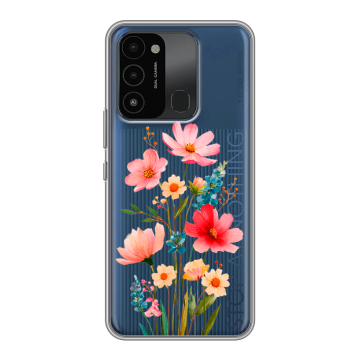 Силиконовый противоударный чехол на Tecno Spark 8C с принтом Цветы Силиконовый противоударный чехол на Tecno Spark 8C с принтом Цветы