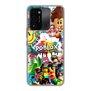 Силиконовый противоударный чехол на Tecno Spark 8C с принтом Roblox Роблокс