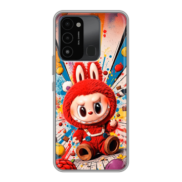 Силиконовый противоударный чехол на Tecno Spark 8C с принтом Labubu Лабубу Силиконовый противоударный чехол на Tecno Spark 8C с принтом Labubu Лабубу