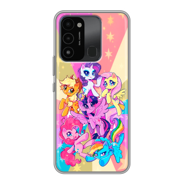 Силиконовый противоударный чехол на Tecno Spark 8C с принтом My little pony Дружба чудо Силиконовый противоударный чехол на Tecno Spark 8C с принтом My little pony Дружба чудо