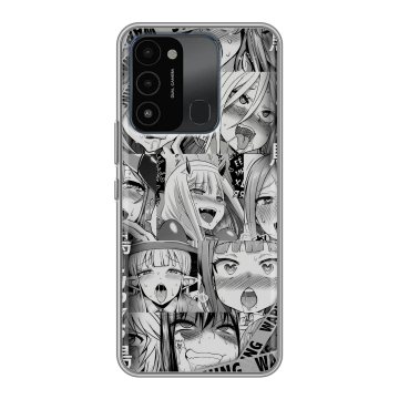 Силиконовый противоударный чехол на Tecno Spark 8C с принтом Ahegao Ахегао Аниме
