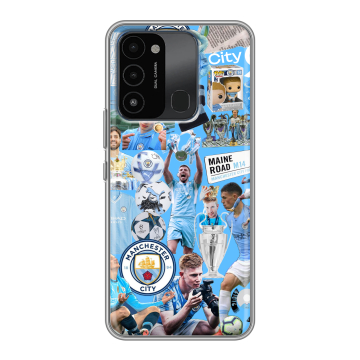 Силиконовый противоударный чехол на Tecno Spark 8C с принтом Man City Манчестер Сити
