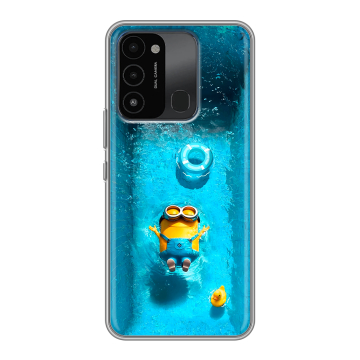 Силиконовый противоударный чехол на Tecno Spark 8C с принтом Миньоны