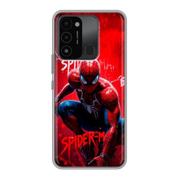 Силиконовый противоударный чехол на Tecno Spark 8C с принтом Spiderman Человек паук