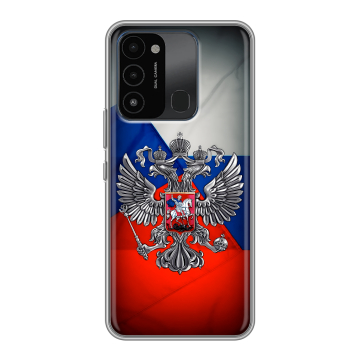 Силиконовый противоударный чехол на Tecno Spark 8C с принтом Флаг России Силиконовый противоударный чехол на Tecno Spark 8C с принтом Флаг России