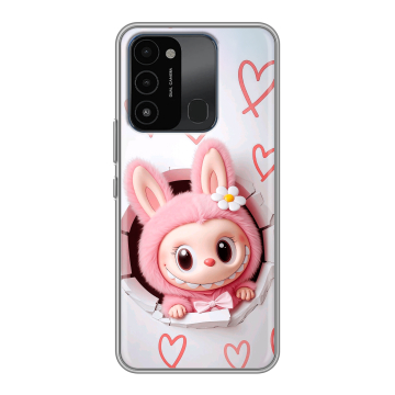 Силиконовый противоударный чехол на Tecno Spark 8C с принтом Labubu Лабубу Силиконовый противоударный чехол на Tecno Spark 8C с принтом Labubu Лабубу
