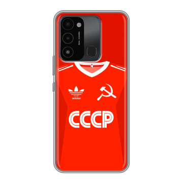Силиконовый противоударный чехол на Tecno Spark 8C с принтом Флаг Герб СССР