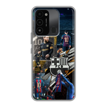 Силиконовый противоударный чехол на Tecno Spark 8C с принтом Messi Barcelona Силиконовый противоударный чехол на Tecno Spark 8C с принтом Messi Barcelona