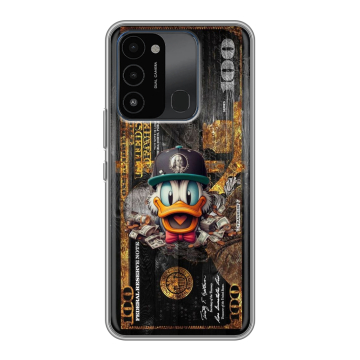 Силиконовый противоударный чехол на Tecno Spark 8C с принтом Дональд Дак Доллар Силиконовый противоударный чехол на Tecno Spark 8C с принтом Дональд Дак Доллар