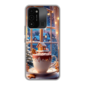 Силиконовый противоударный чехол на Tecno Spark 8C с принтом Новый год