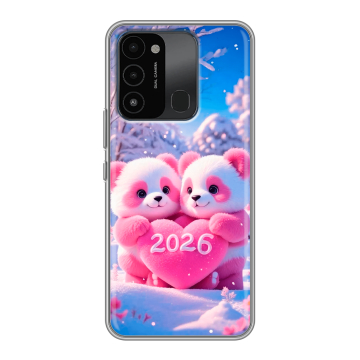 Силиконовый противоударный чехол на Tecno Spark 8C с принтом Новый год
