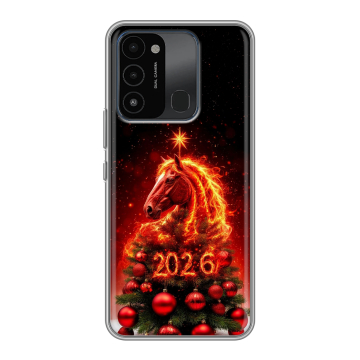 Силиконовый противоударный чехол на Tecno Spark 8C с принтом Новый год